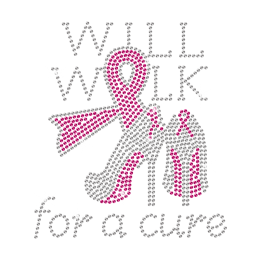 Bling Will Walk for A Cure Iron on Rhinestone Transfer Motif