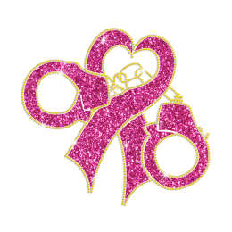 Custom Pink Rhinestone Transfer with handcuffs