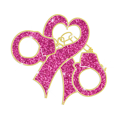 Custom Pink Rhinestone Transfer with handcuffs