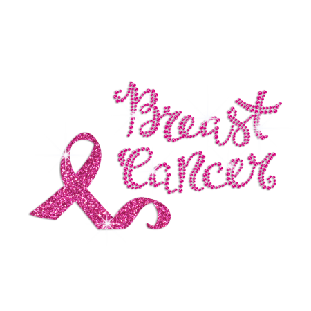 Bling Glitter Pink Breast Cancer Rhinestud Design