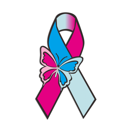 Pink and Blue Ribbon Heat Transfer with Butterfly