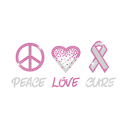 Bling Peace Love Cure Rhinestone Design