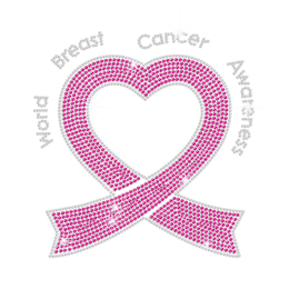 Crossed Pink Ribbon Rhinestone Decal for World Breast Cancer