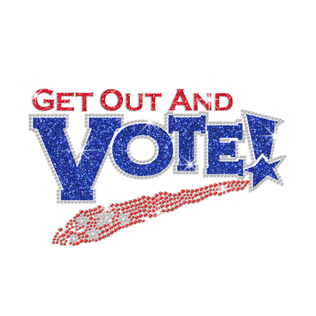 Get Out and Vote Iron on Rhinestone Transfer Decal