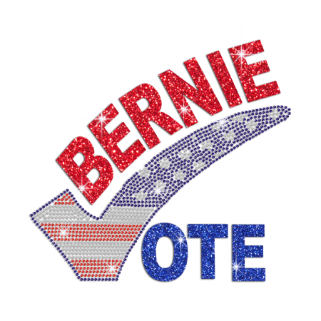 Personalized Vote for Bernie Iron on Rhinestone Transfer Motif