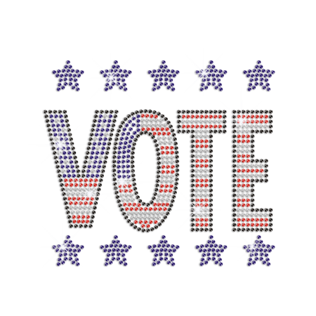 Sparkling Vote for American President Iron on Rhinestone Transfer Decal