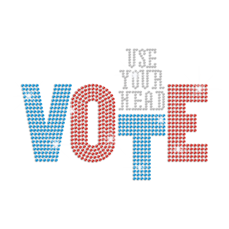 Use Your Head Vote Iron on Rhinestone Transfer Decal