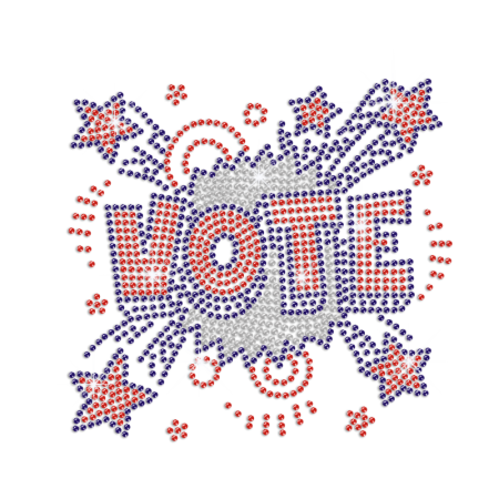 Colorful American Vote Rhinestone Iron On