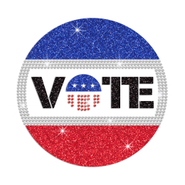 Fashionable 2016 American Vote Iron On Rhinestone Glitter Transfer Decal