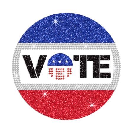 Fashionable 2016 American Vote Iron On Rhinestone Glitter Transfer Decal