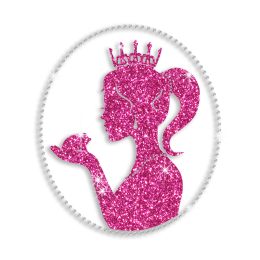 Pink Glitter and crystal Transfer Design Princess and Little Mouse