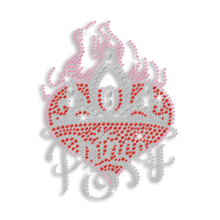 Bling Princess Crown and Red Heart Iron ons