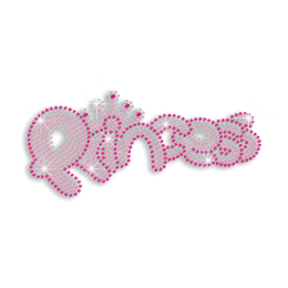 Hotfix Rhinestone Iron on Design Pink Word of Princess