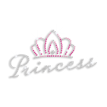 Pretty Princess in Crown Iron-on Rhinestone Transfer Design