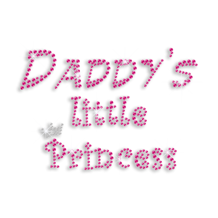 Pink Cute Daddy's Little Princess Iron-on Rhinestone Transfer
