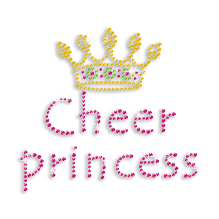 Custom Cheer Princess with Crown Iron-on Rhinestone Transfers