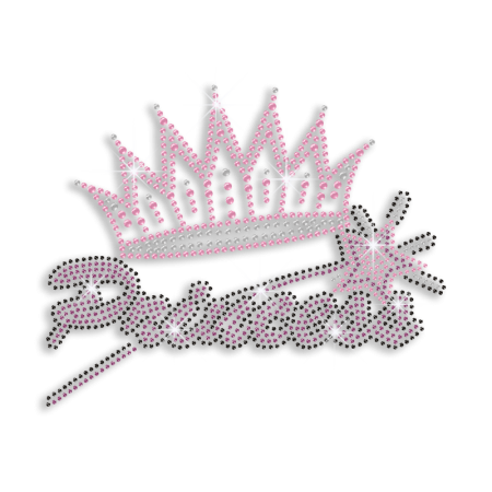 Princess Scepter & Crown Iron-on Rhinestone Transfer