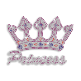 Elegant Princess Crown Iron-on Rhinestone Transfer