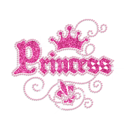 Pretty Cute Princess Crown Iron on Rhinestone Transfer