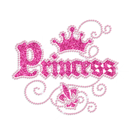 Pretty Cute Princess Crown Iron on Rhinestone Transfer