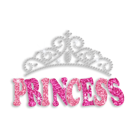 Gorgeous Princess Crown Iron-on Glitter Rhinestone Transfer