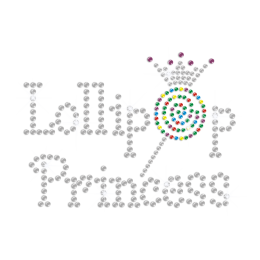 Colorful Lollipop and Crystal Princess Iron on Rhinestone Transfer