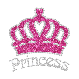 Crystal Princess with Glittering Crown Iron on Rhinestone Transfer