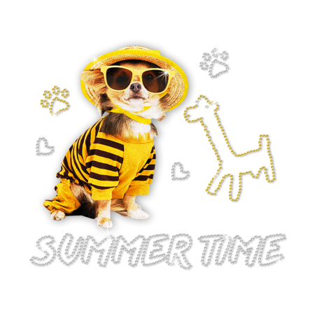 ISS Glitter Summer Dog Rhinestud Motif