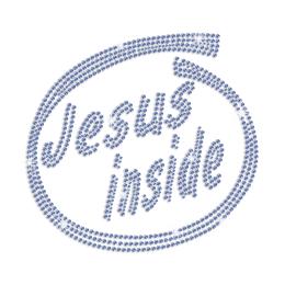 Blue Jesus Inside Iron-on Rhinestone Transfer Design