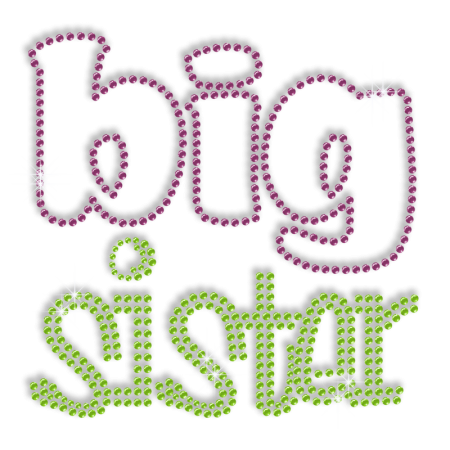 Words of Big Sister Rhinestone Iron on Transfer Pattern