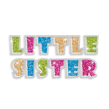 Colorful Little Sister Glitter Rhinestud Iron on Transfer