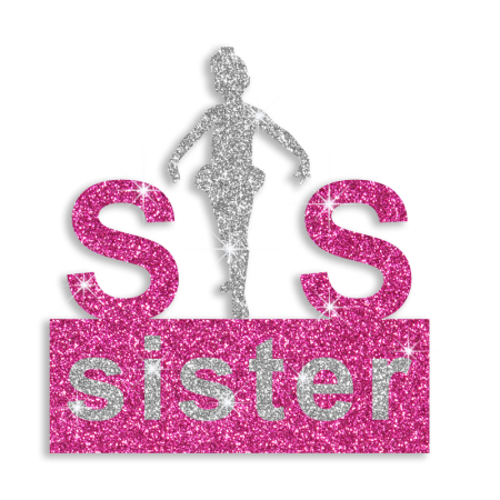 Bling Pink Sister Hot Fix Glitter Iron-on Transfer