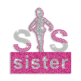 Cute Little Dance Sister Iron-on Glitter Rhinestone Transfer