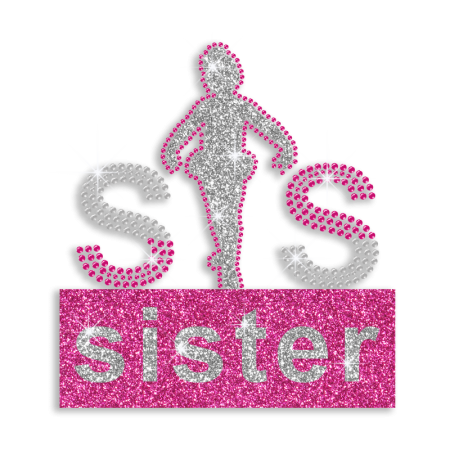 Cute Little Dance Sister Iron-on Glitter Rhinestone Transfer