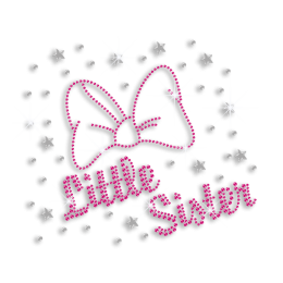 Cute Little Sister Iron-on Nailhead Rhinestone Transfer