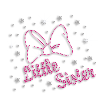 Cute Little Sister Iron-on Nailhead Rhinestone Transfer