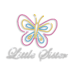 Little Sister Love Butterfly Hot Fix Rhinestone Transfer