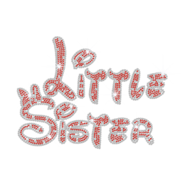 Custom Little Sister Heat Applied Rhinestone Transfer Motif