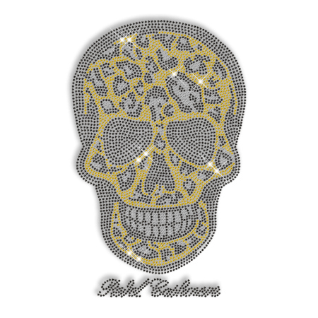 Crystal Rhinestud Skull Iron on Motif