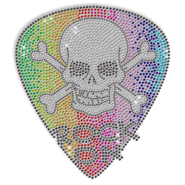 Colorful Rhinestone Skull Iron on Motif