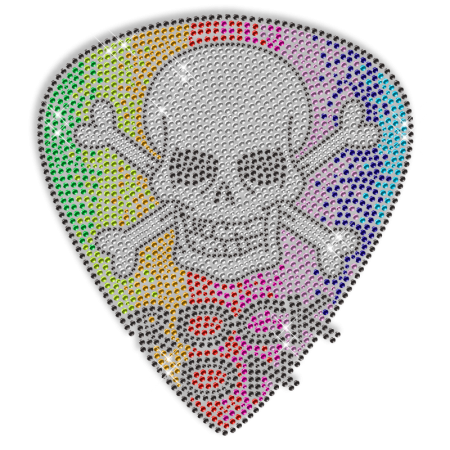 Colorful Rhinestone Skull Iron on Motif