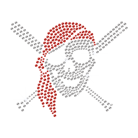 Cool Hot fix Pirate Skull Rhinestone Iron on Motif