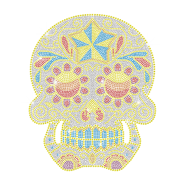 Neon Rhinestud Iron on Skull Transfer Design