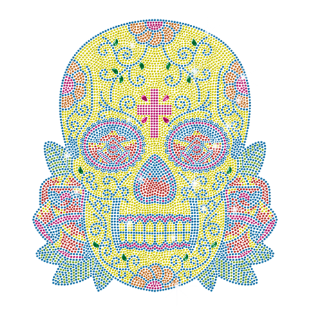 Super Skull Neon Rhinestud Iron On Transfer Design