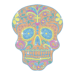 Neon Color Skull Rhinestud Transfer Iron on Design