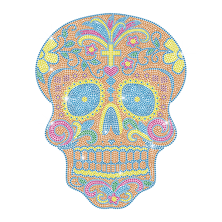 Neon Color Skull Rhinestud Transfer Iron on Design