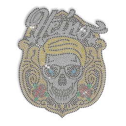 Custom Cool Sparkling Yellow Skull with Sunglasses Rhinestone Iron on Transfer Design for Shirts