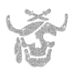 Glitter Motif Design Iron on Skull for Clothing