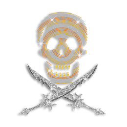 Skull and Cross Sword Rhinestone Custom T shirt Motif