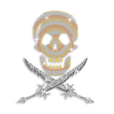 Skull and Cross Sword Rhinestone Custom T shirt Motif